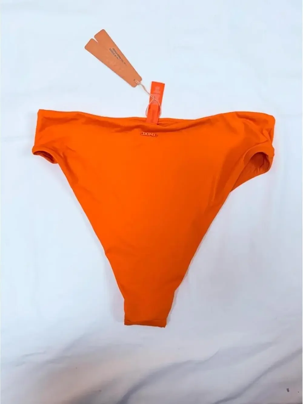 SKIMS Signature Swim Mid Waist Bikini Bottom Tangerine Orange Size M NWT